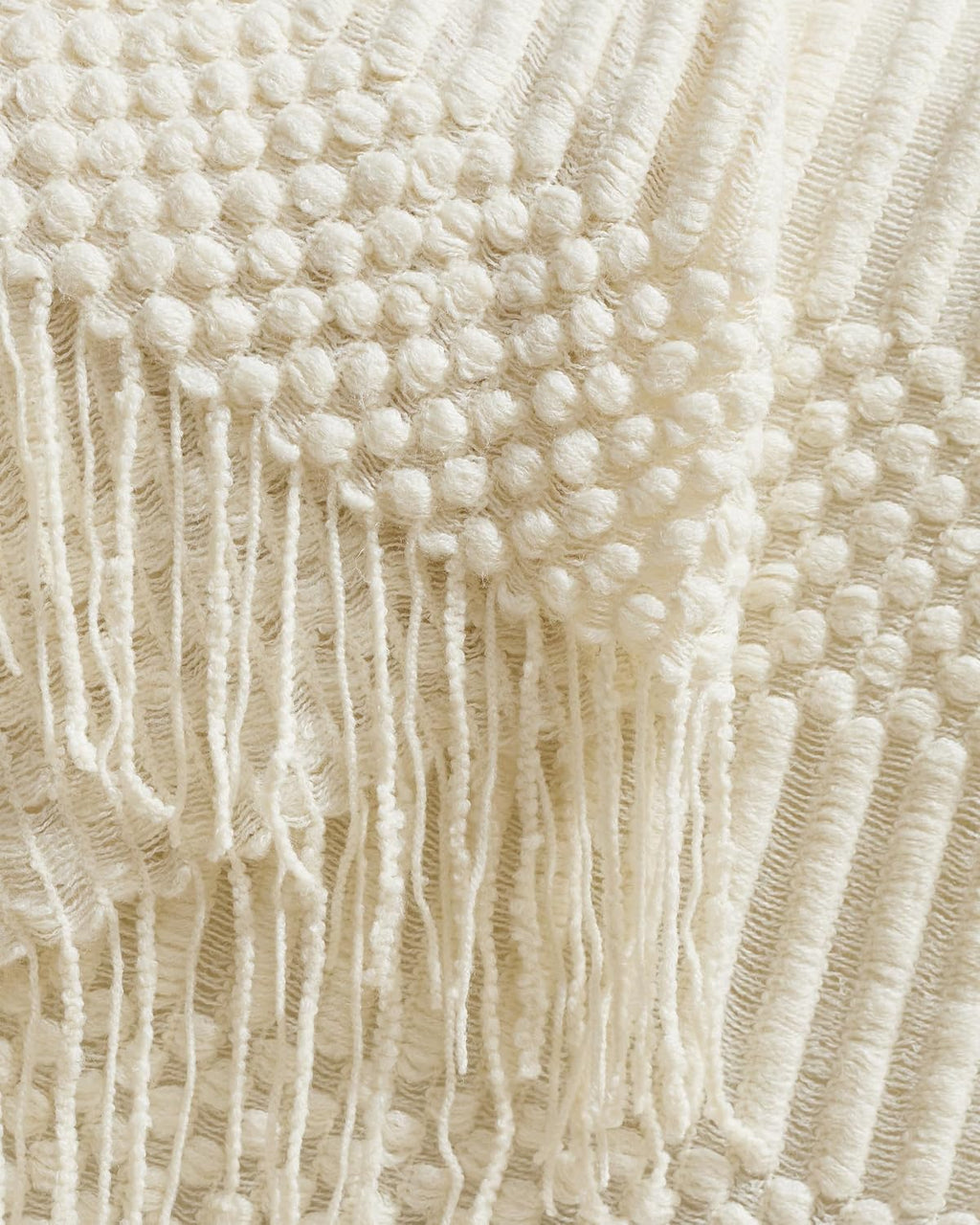 Bobble Textured Knitted Throw - Snow, 130x170cm