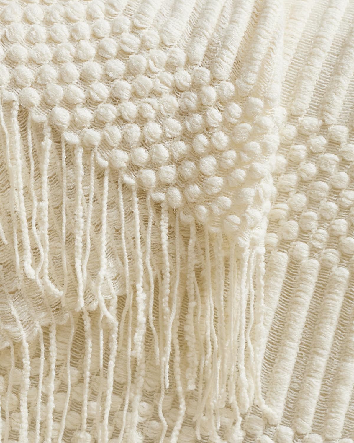Bobble Textured Knitted Throw - Snow, 130x170cm
