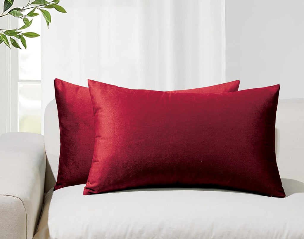 Velvet Cushion Covers - Twin-Pack - Red
