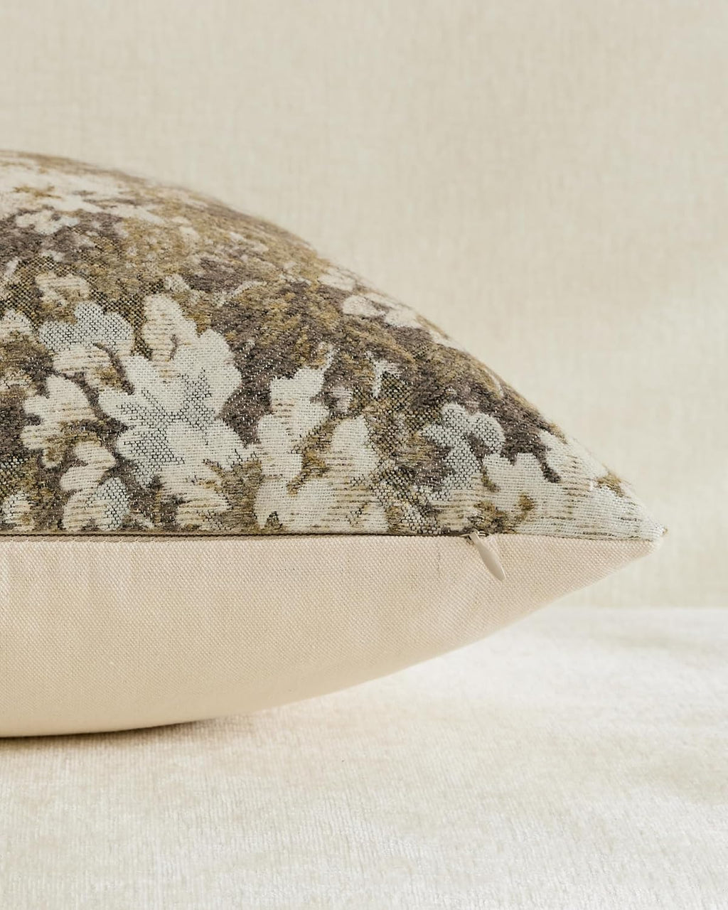 Vintage Botanical Chenille Cushion Covers - Twin-Pack - Beige, 30cm x 50cm