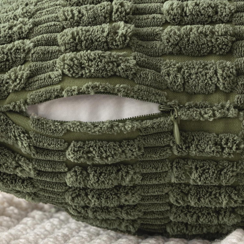 Boho Corduroy Cushion Covers - Twin-Pack - Olive Green - 30cm x 50cm