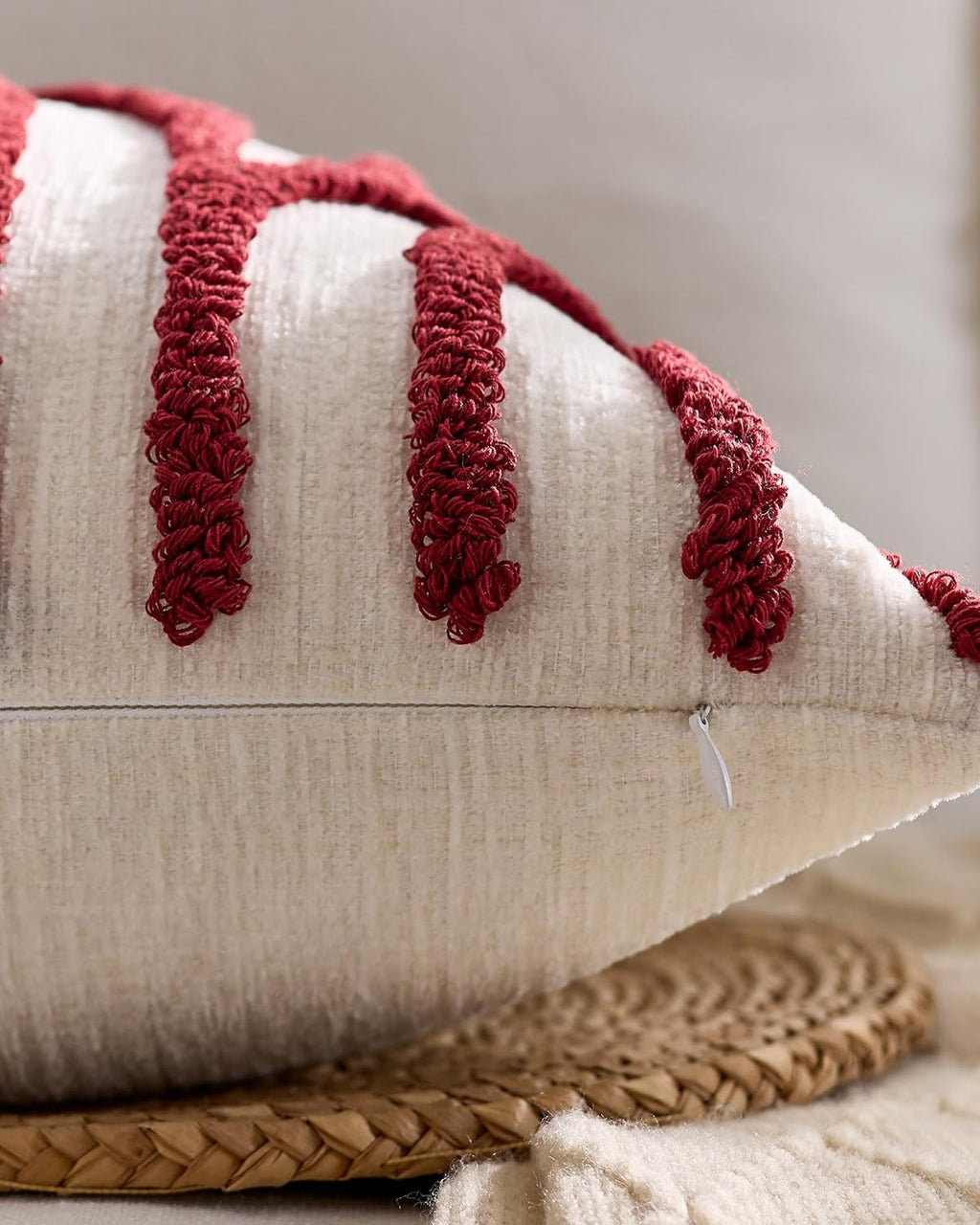 Tufted Arch Cushion Covers - Twin-Pack - Burgundy, 45cm x 45cm