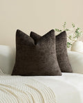 Chenille Grid Cushion Covers - Pack of 2 - Chocolate, 50cm x 50cm