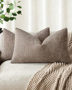 Chenille Haze-Textured Cushion Covers - Pack of 2 - Taupe, 30cm x 50cm