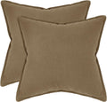 Linen-Cotton European Pillowcases - Soft & Breathable with Hidden Zipper Design - Tan, 65x65cm