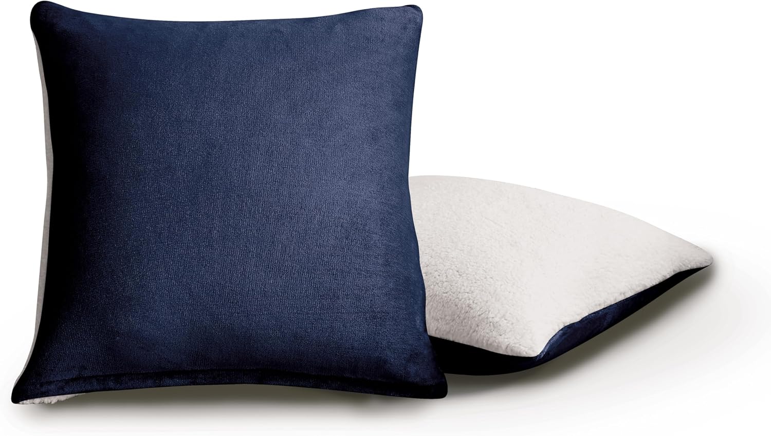 Teddy Sherpa European Pillowcases - Twin-Pack - Navy Blue - 65cm x 65cm