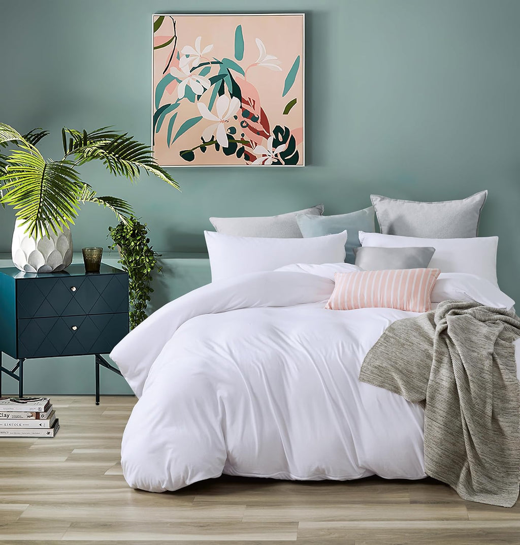 Jersey Cotton Quilt Cover Set - White
