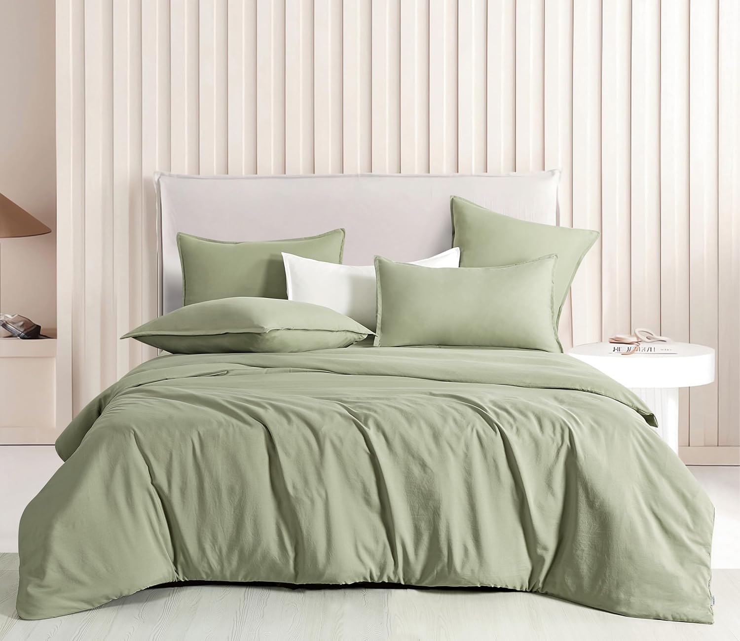 Vintage Washed Microfibre Quilt Cover Set - Eucalypt