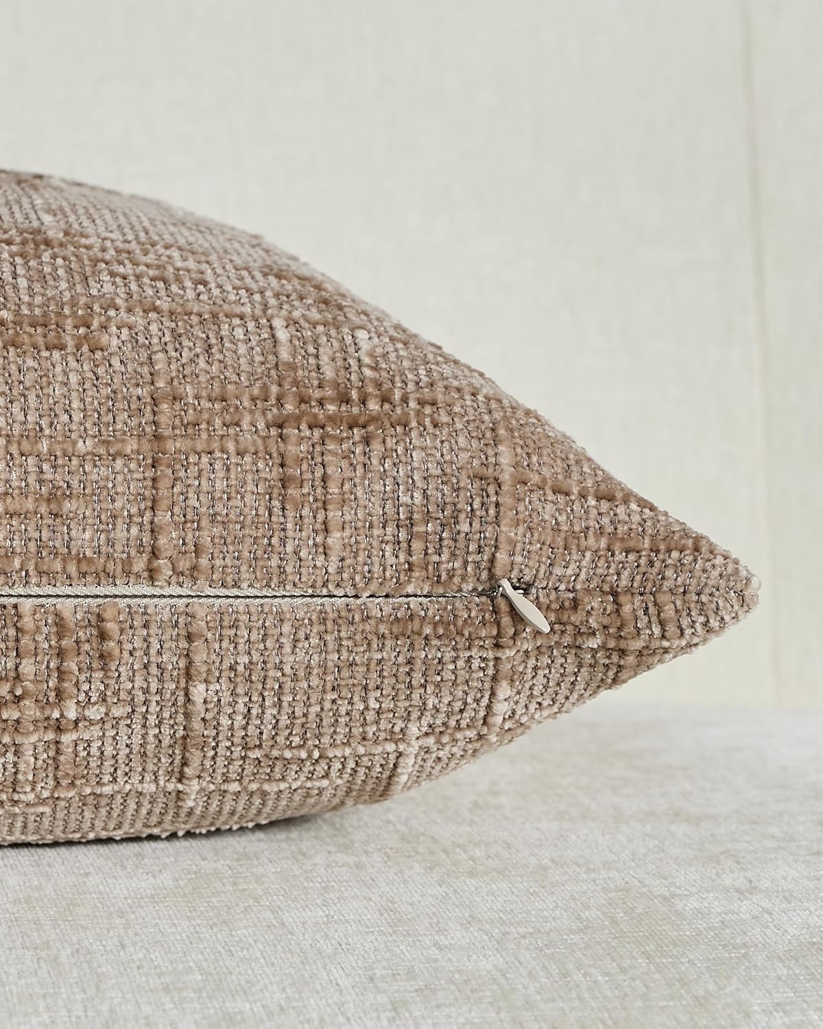 Chenille-Textured Cushion Covers - Twin-Pack - Camel, 45cm x 45cm