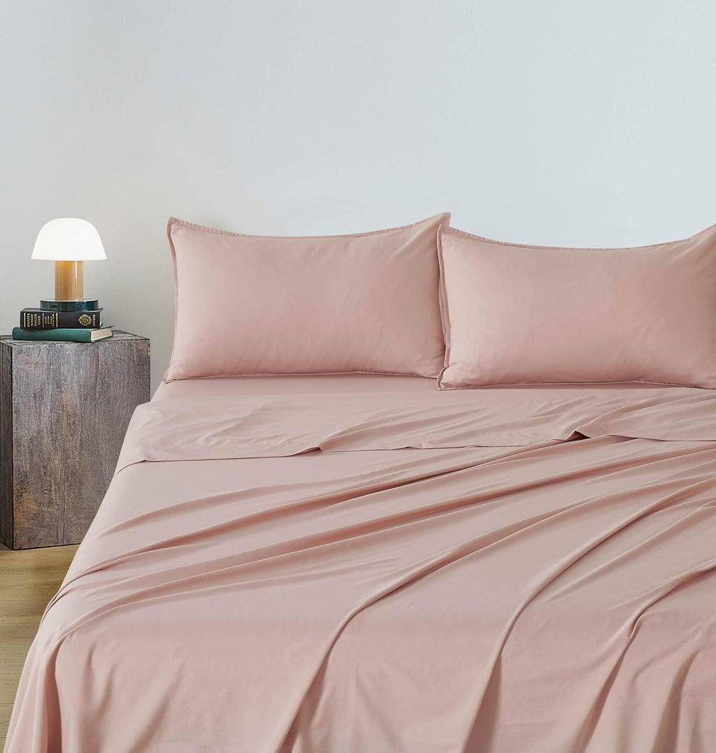 Vintage Washed Microfibre Sheet Set with Pillowcases - Pink