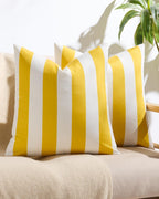 Striped Outdoor Waterproof Cushion Covers Yellow 45x45cm