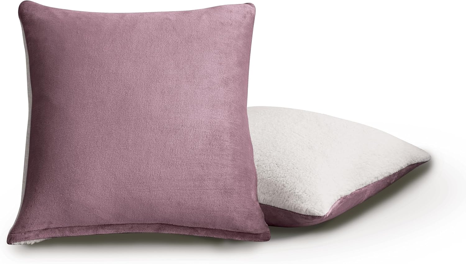 Teddy Sherpa European Pillowcases - Twin-Pack - Mauve - 65cm x 65cm