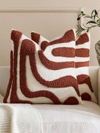 Tufted Wave Cushion Covers Set of 2, Rust, 45 x 45 cm
