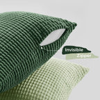 Corduroy Corn Grain Cushion Covers - Pack of 4 Mix of Green Shades - 30cm x 50cm