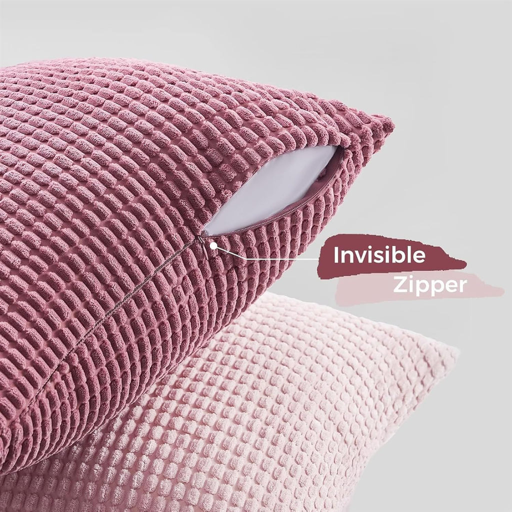Corduroy Corn Grain Cushion Covers - Pack of 4 Mix of Pink Shades - 30cm x 50cm
