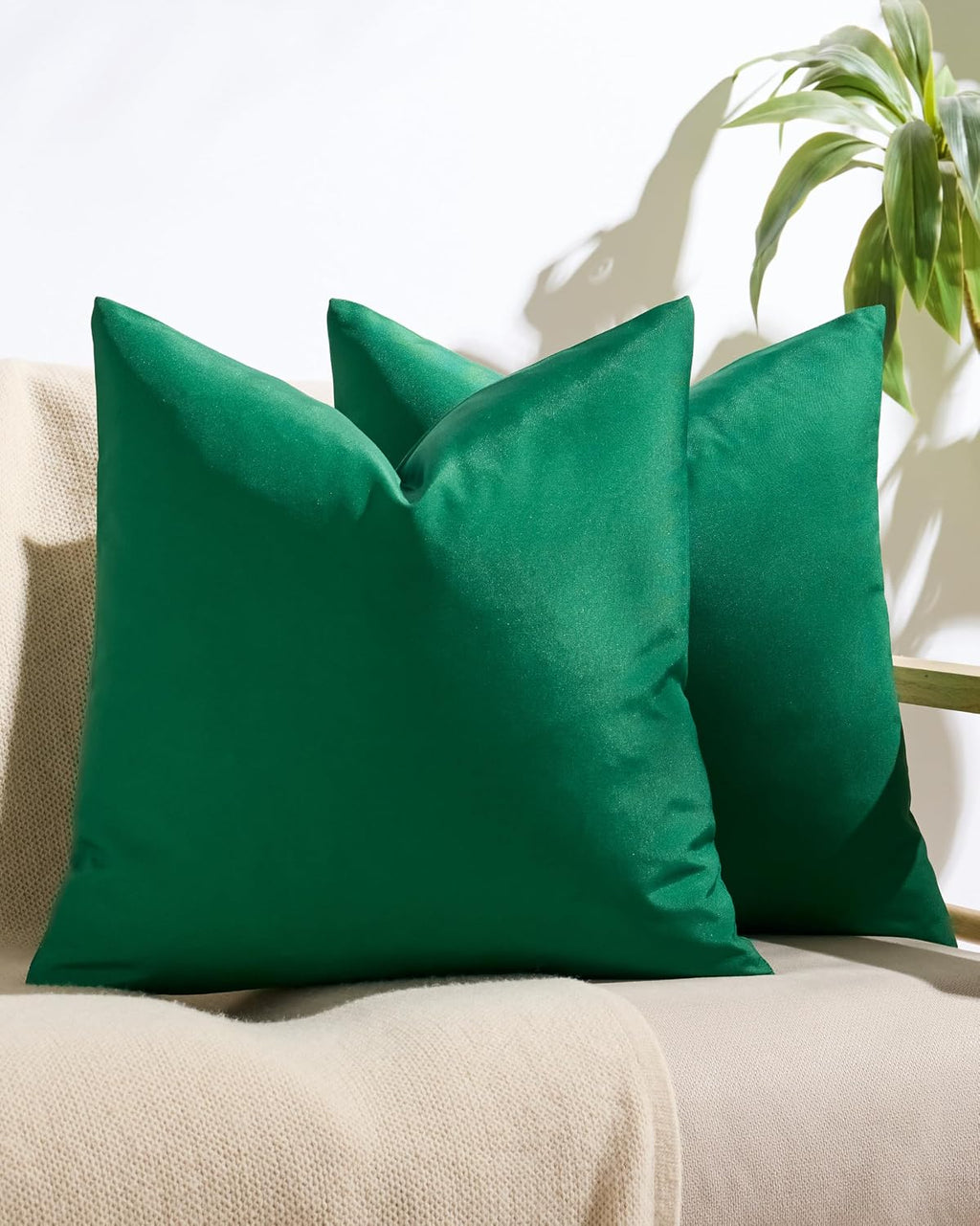 Outdoor Waterproof Cushion Covers - Emerald Green, 45x45cm