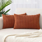 Boho Corduroy Cushion Covers - Twin-Pack - Rust - 30cm x 50cm