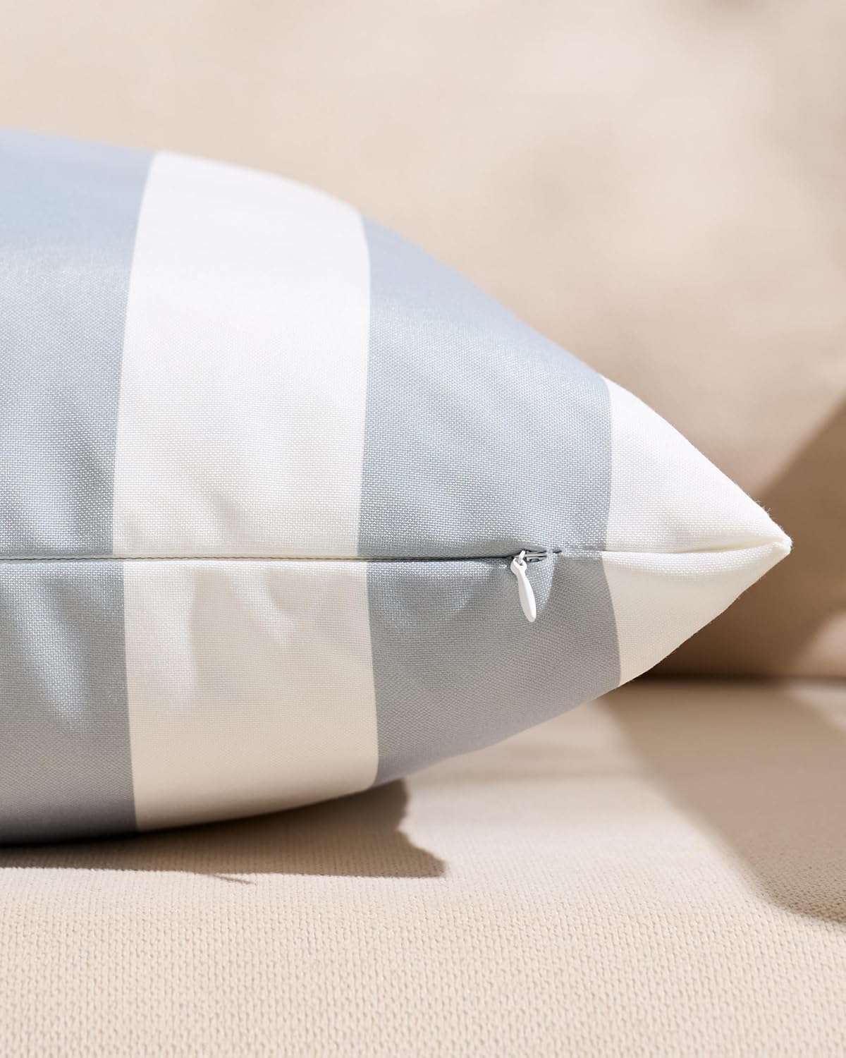Striped Outdoor Waterproof Cushion Covers Silver 45x45cm