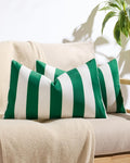 Striped Outdoor Waterproof Cushion Covers Emerald Green 30x50cm