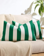 Striped Outdoor Waterproof Cushion Covers Emerald Green 30x50cm