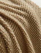 Micro Plush Knitted Woven Throw Blanket - Natural