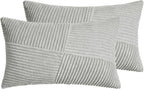 Corduroy Windmill-Inspired Cushion Covers - Twin-Pack - Light Grey - 30cm x 50cm