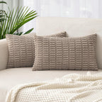 Boho Corduroy Cushion Covers - Twin-Pack - Taupe - 30cm x 50cm