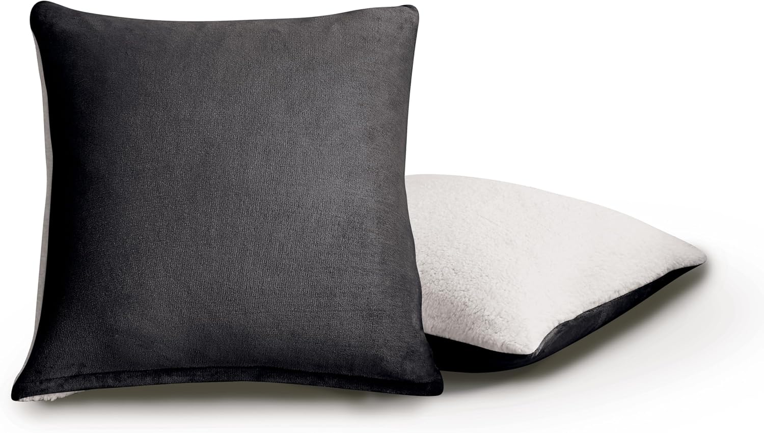 Teddy Sherpa European Pillowcases - Twin-Pack - Charcoal - 65cm x 65cm