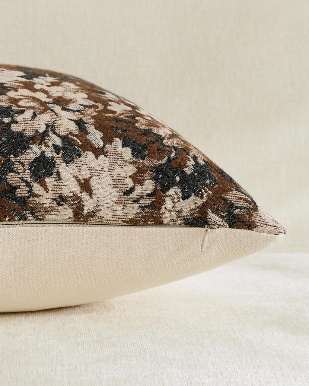 Vintage Botanical Chenille Cushion Covers - Twin-Pack - Brown, 30cm x 50cm