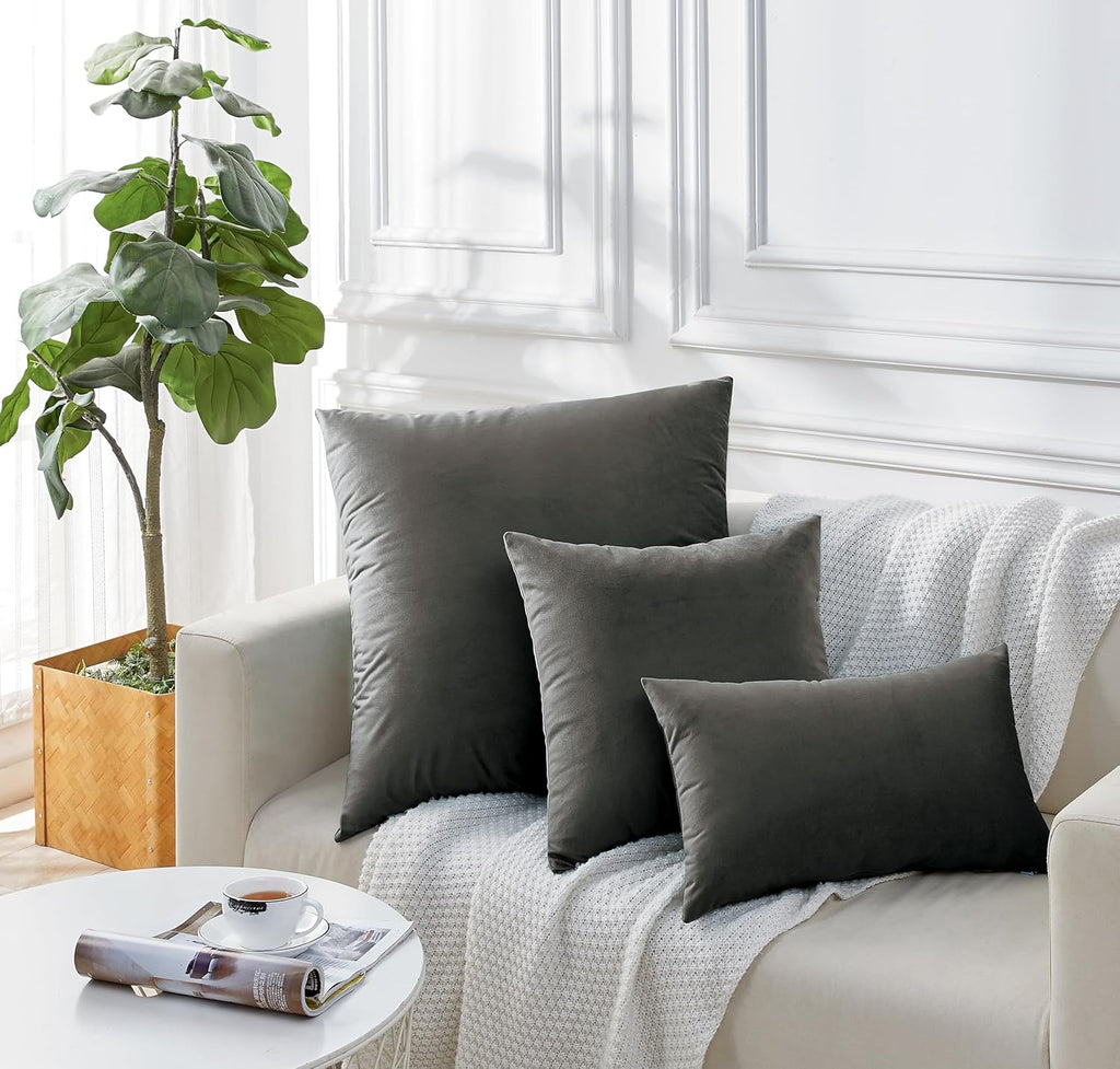 Velvet Cushion Covers - Twin-Pack - Dark Grey