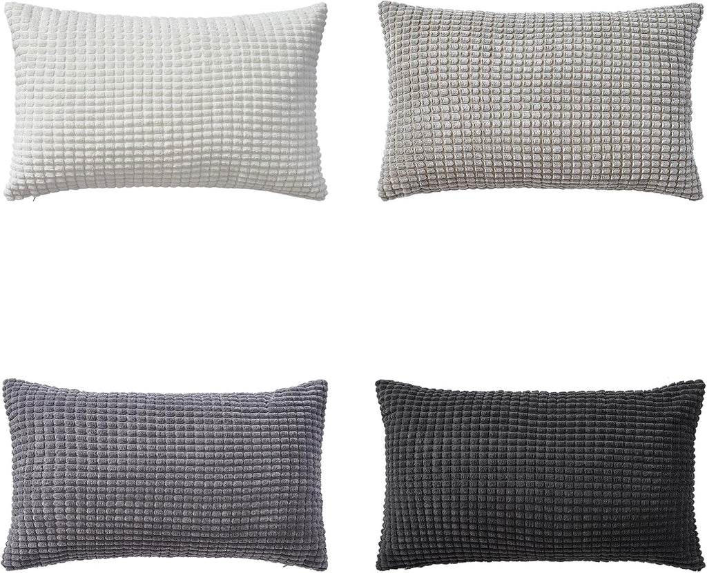 Corduroy Corn Grain Cushion Covers - Pack of 4 Mix of Grey Shades - 30cm x 50cm