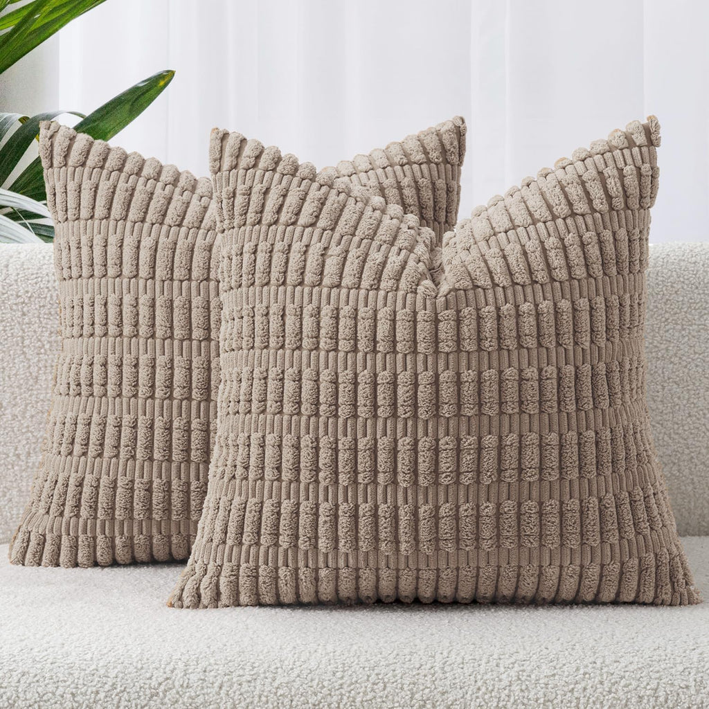 Boho Corduroy Cushion Covers - Twin-Pack - Taupe - 45cm x 45cm