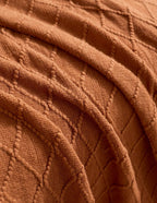 Micro Plush Diamond Knitted Throw Blanket, Terracotta