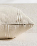 Linen Blend Striped Cushion Covers, Set of 2, Beige, 45x45cm