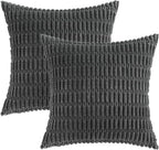 Boho Corduroy Cushion Covers - Twin-Pack - Dark Grey - 45cm x 45cm