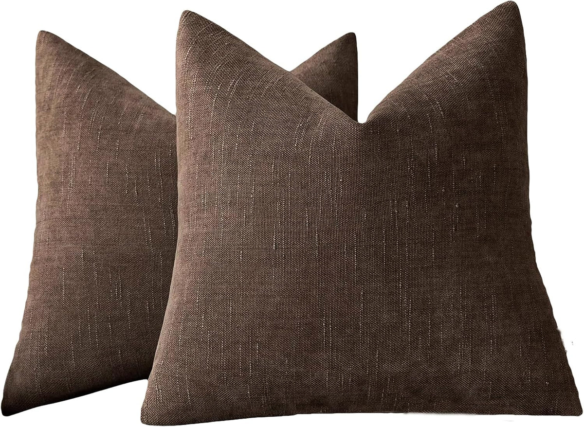 Chenille Haze-Textured Cushion Covers - Pack of 2 - Coffee, 50cm x 50cm