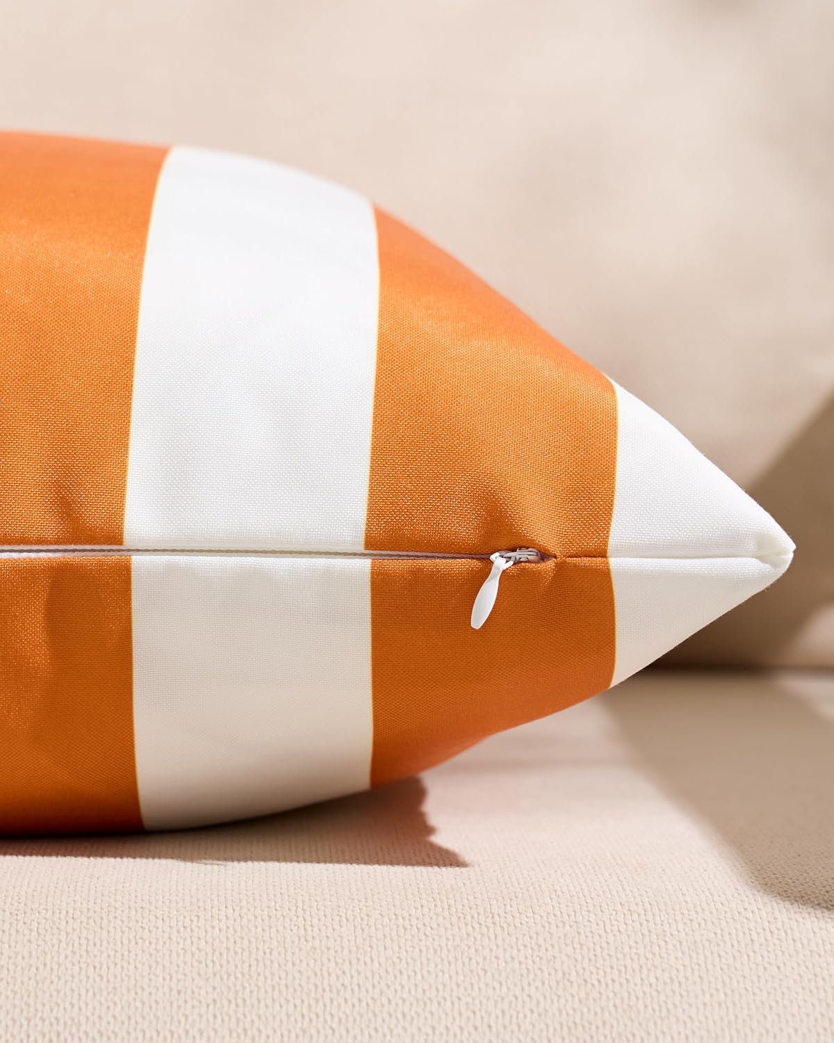 Striped Outdoor Waterproof Cushion Covers Orange 45x45cm
