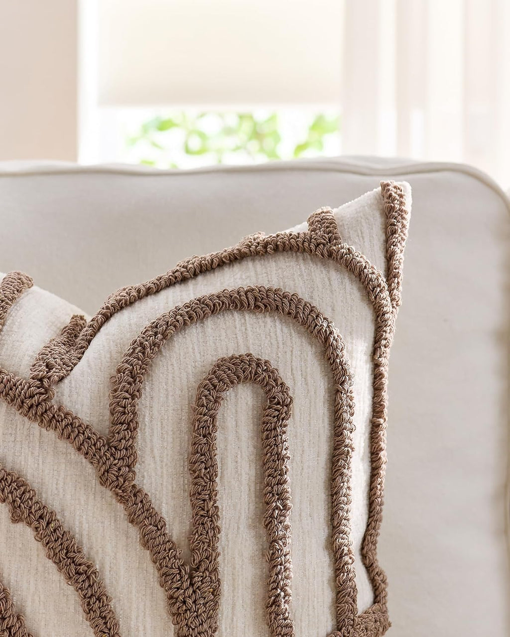 Tufted Arch Cushion Covers - Twin-Pack - Brown, 45cm x 45cm