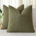 Boucle European Pillowcases - Olive - Twin Pack