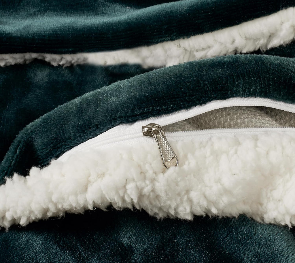 Teddy Sherpa Standard Pillowcases - Twin-Pack - Emerald Green - 48cm x 73cm