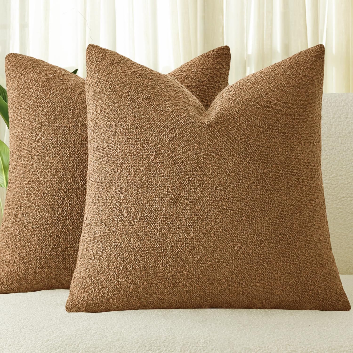 Boucle Cushion Covers - Twin-Pack - Caramel - 45x45cm