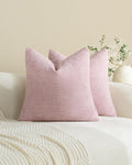 Chenille Grid Cushion Covers - Pack of 2 - Pink, 45cm x 45cm