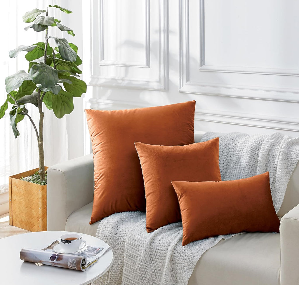 Velvet Cushion Covers - Twin-Pack - Terracotta