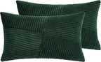 Corduroy Windmill-Inspired Cushion Covers - Twin-Pack - Forest Green - 30cm x 50cm