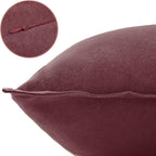 Linen-Cotton European Pillowcases - Soft & Breathable with Hidden Zipper Design - Burgundy, 65x65cm
