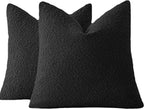 Boucle European Pillowcases - Black - Twin Pack