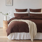 Vintage Washed Cotton Quilt Cover Set - Dark Brown