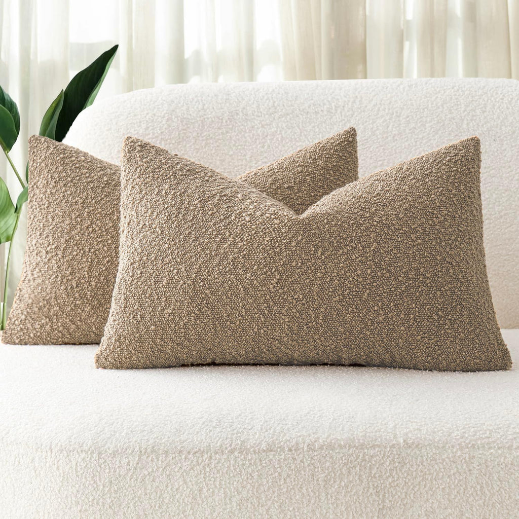 Bouclé Cushion Covers - Twin-Pack - Camel - 30cm x 50cm