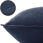 Linen-Cotton European Pillowcases - Soft & Breathable with Hidden Zipper Design - Navy, 65x65cm