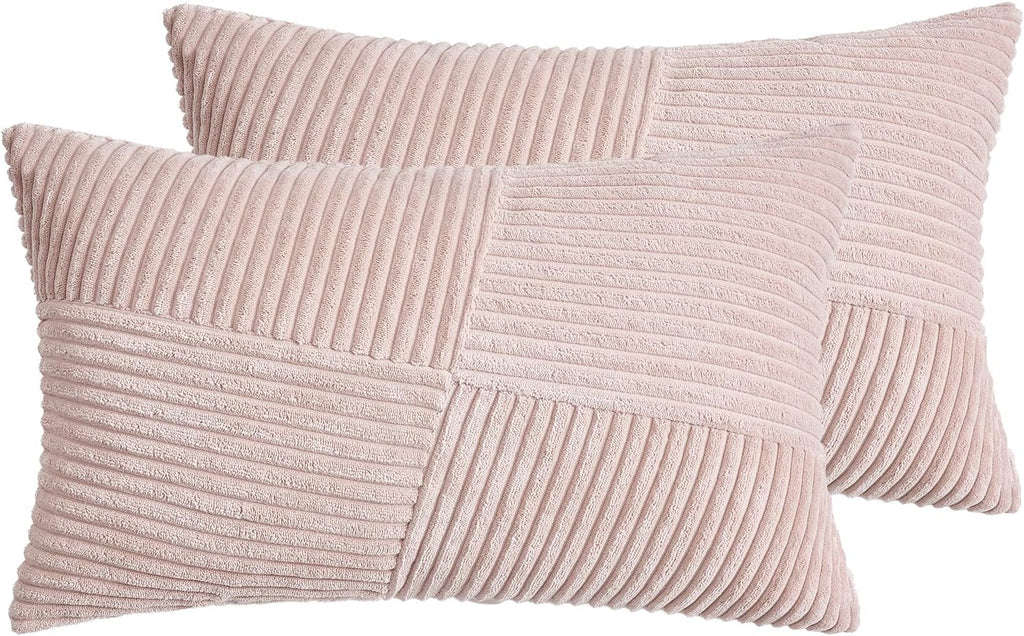 Corduroy Windmill-Inspired Cushion Covers - Twin-Pack - Pink - 30cm x 50cm